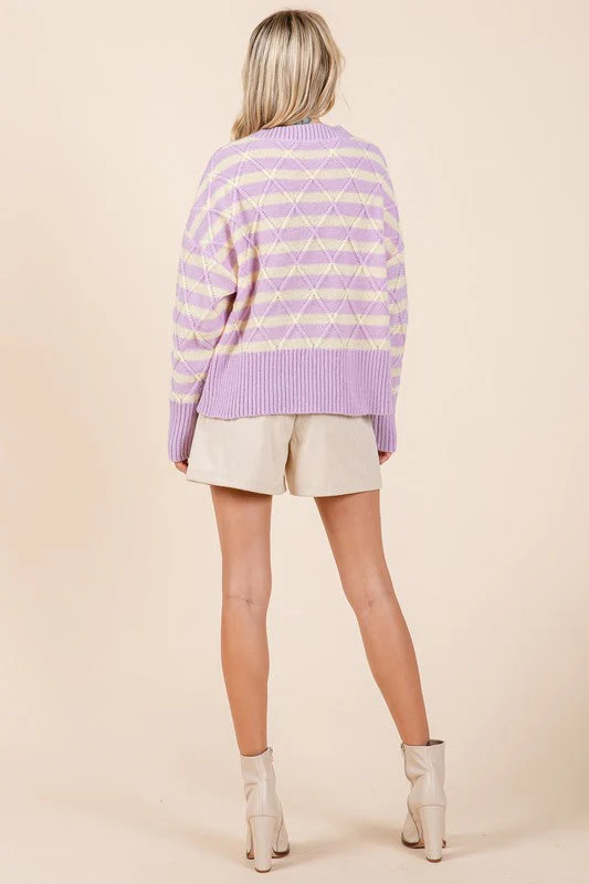 Theresa | Striped argyle knit sweater - Image 6