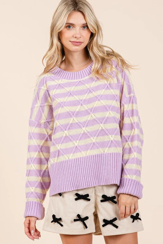 Theresa | Striped argyle knit sweater - Image 8