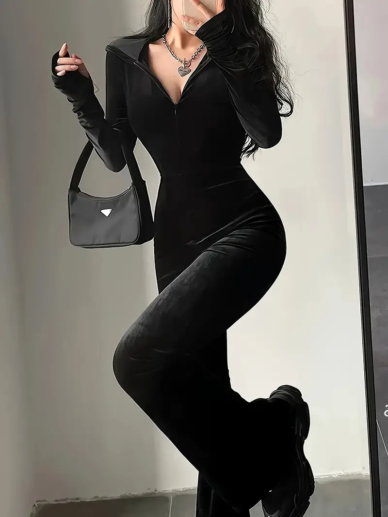 Tiziana® | Velvet Jumpsuit With Hood - Image 2