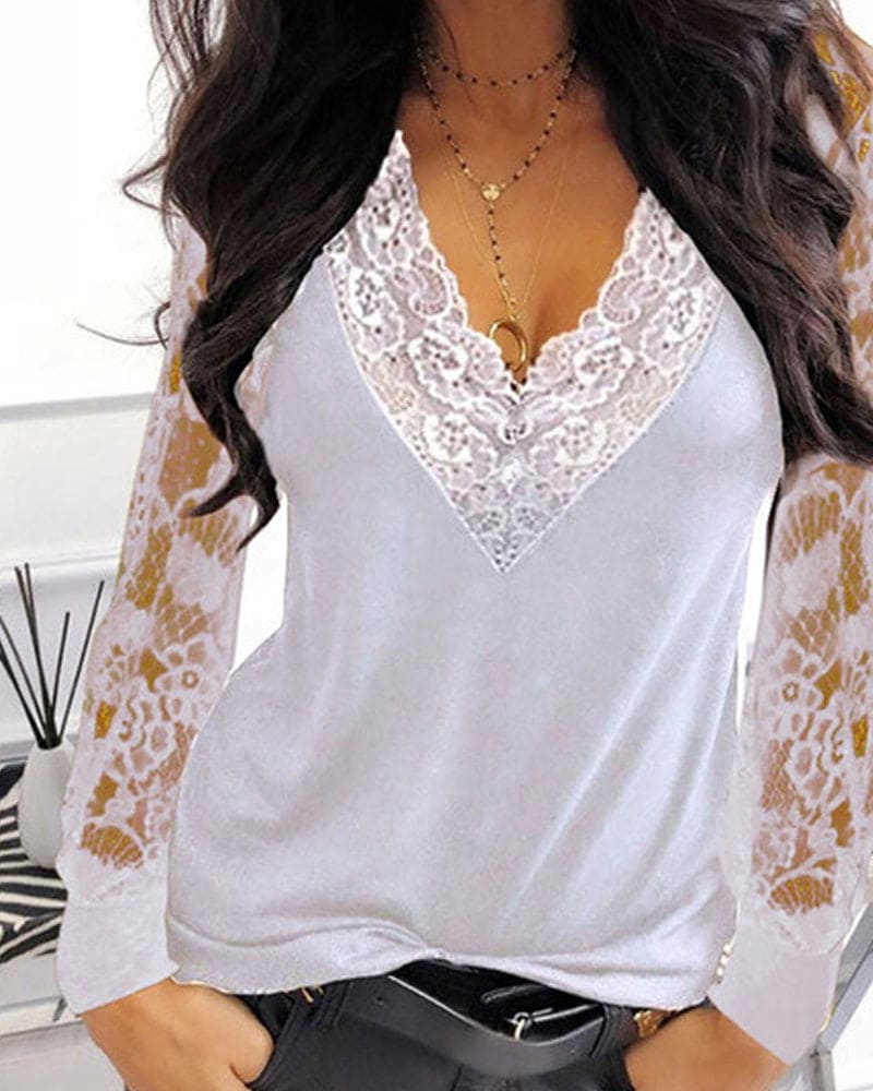 Trinity® | Lace Blouse With V-Neck And Long Sleeves - Image 5