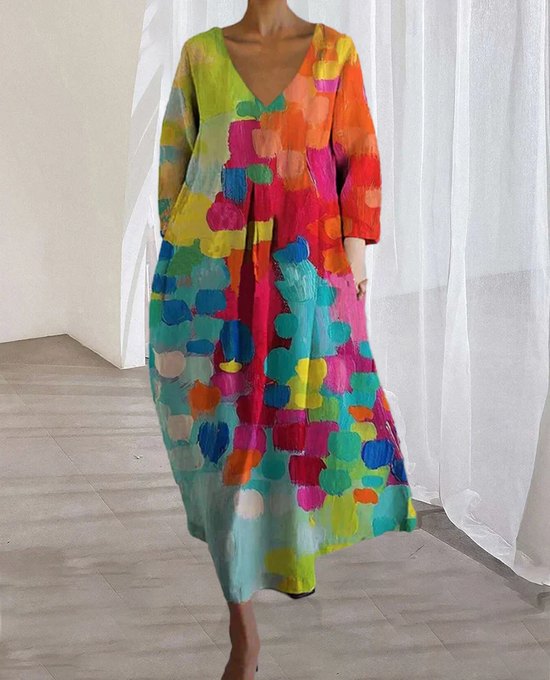 Ursula® | Colorful Printed V-Neck Dress - Image 2