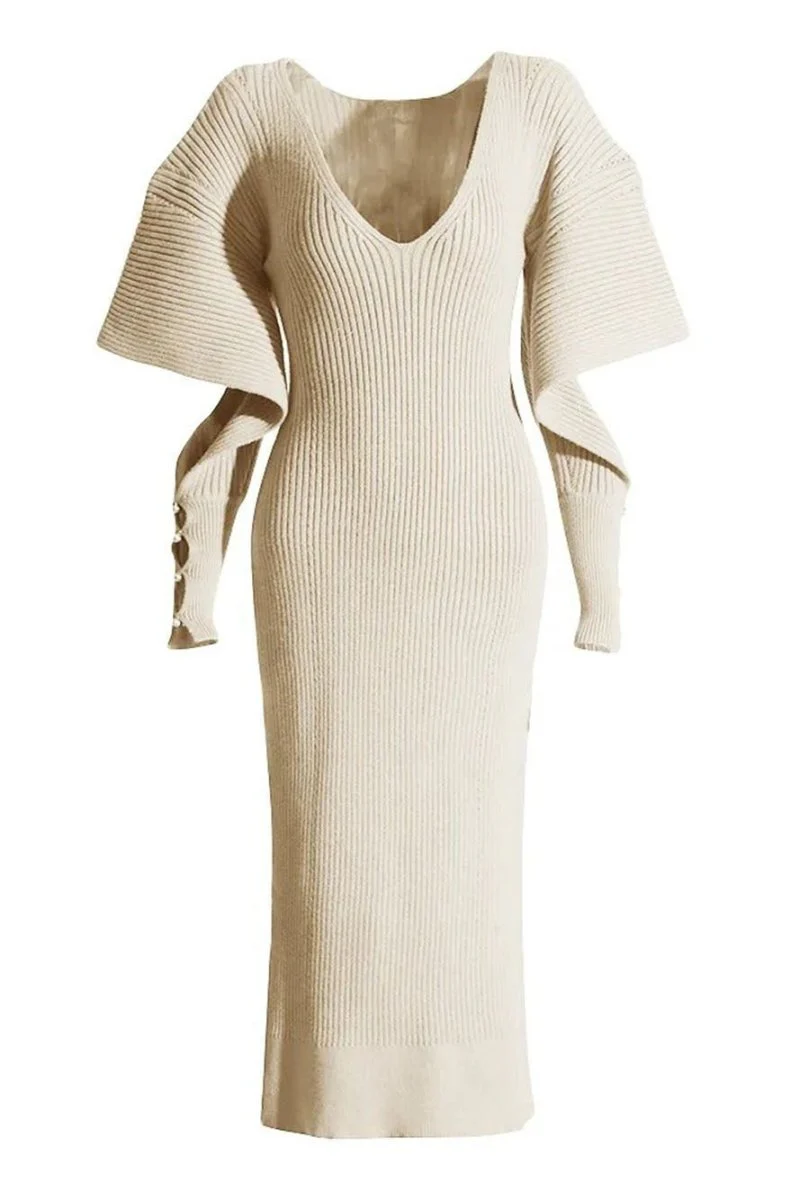 Úrsula® | Cut-Out Midi Knit Dress With Batwing Sleeves - Image 3