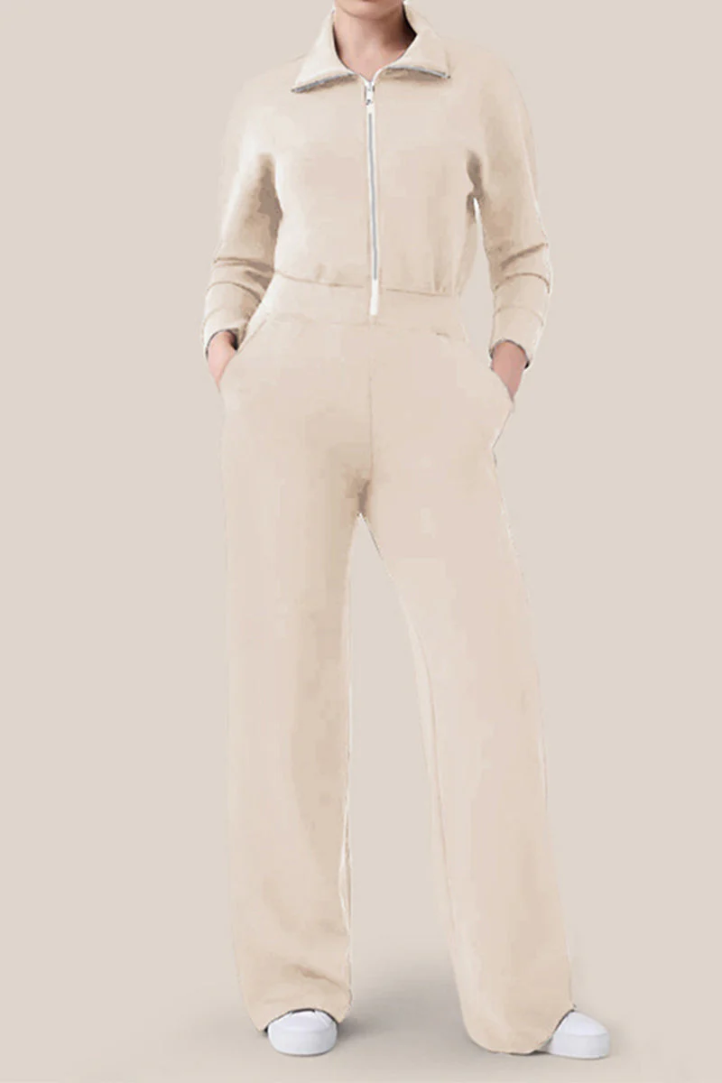 Valentina | Casual, simple jumpsuits with a fixed pocket zip and turn-down collar - Image 5