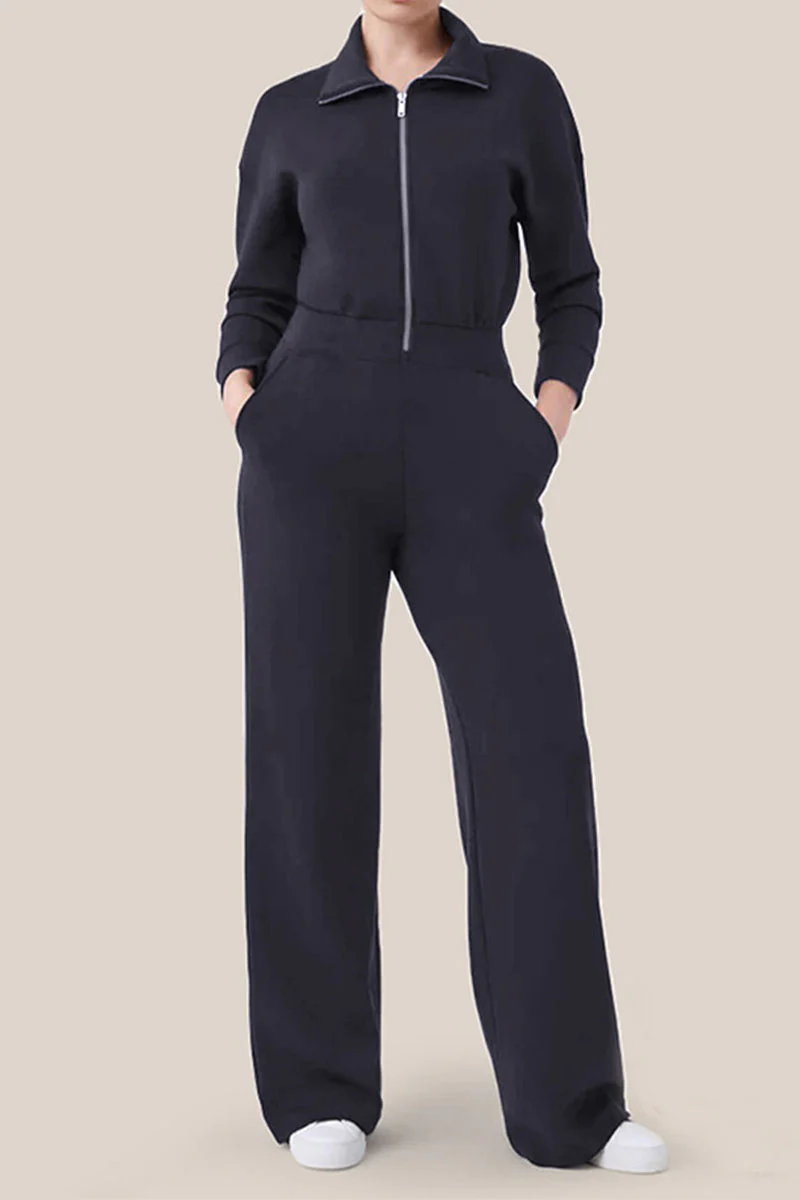 Valentina | Casual, simple jumpsuits with a fixed pocket zip and turn-down collar - Image 7