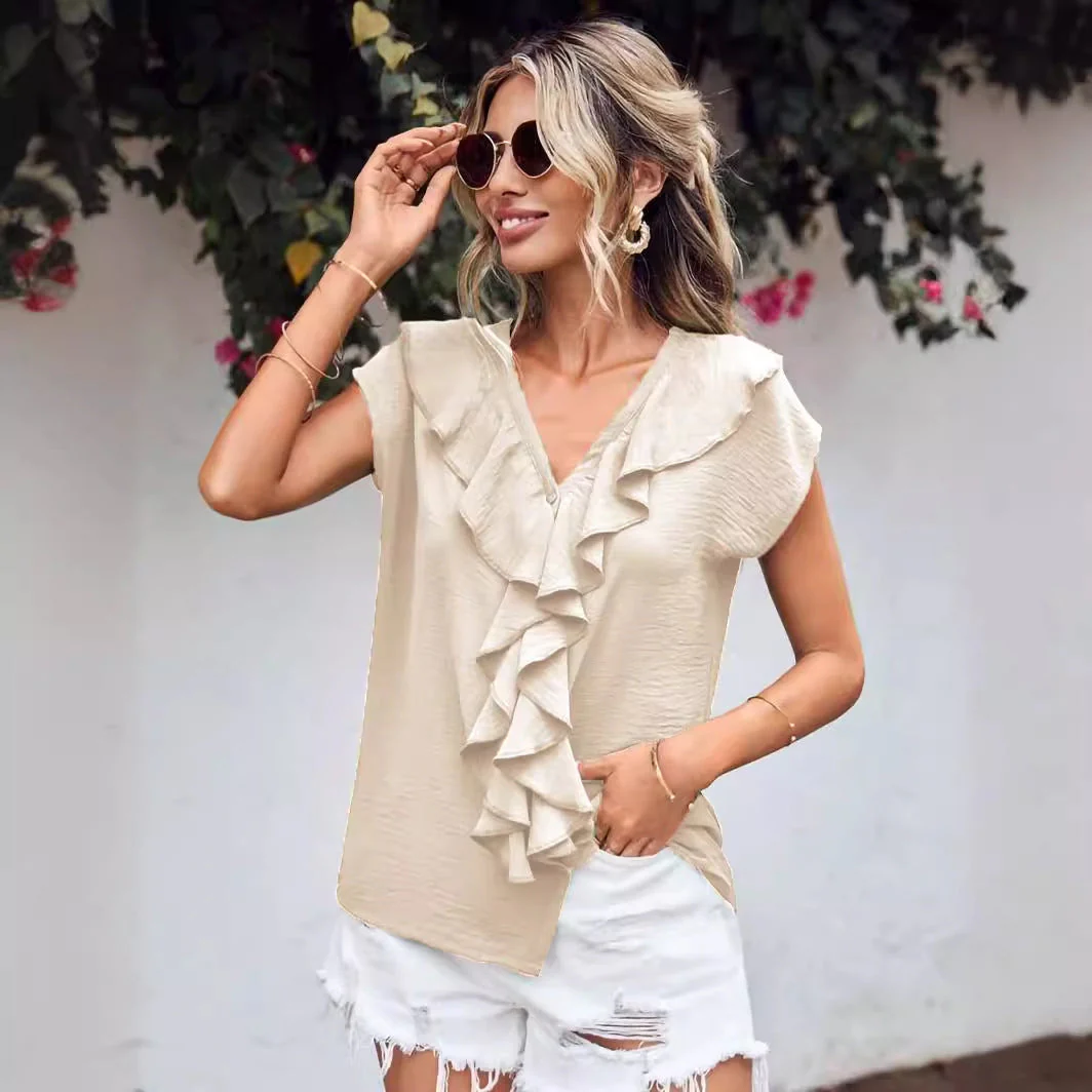 Valeria® | Chemise in cotton with V and flounces – chic in quotidien - Image 6