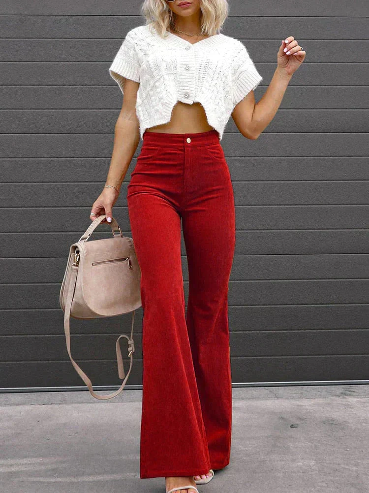Valeria® | Flared corduroy trousers for women - Image 3