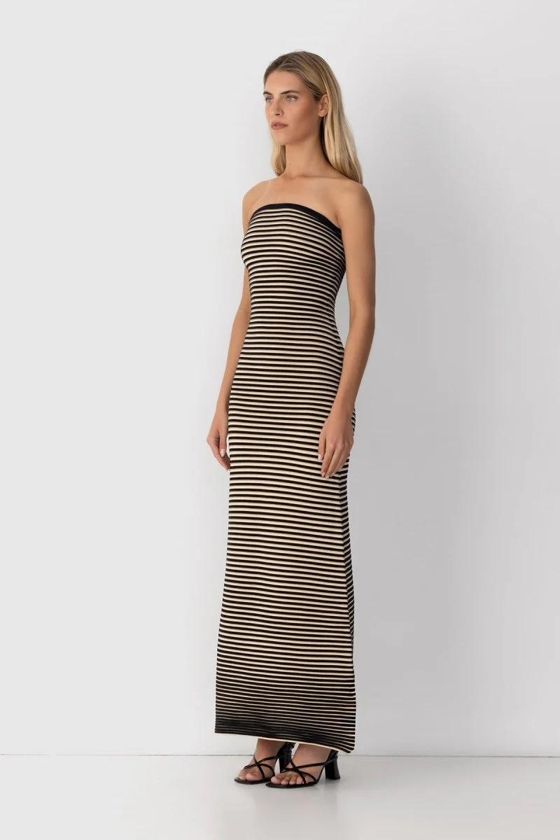 Valeria® | Sleeveless Maxi Dress In Striped Knit