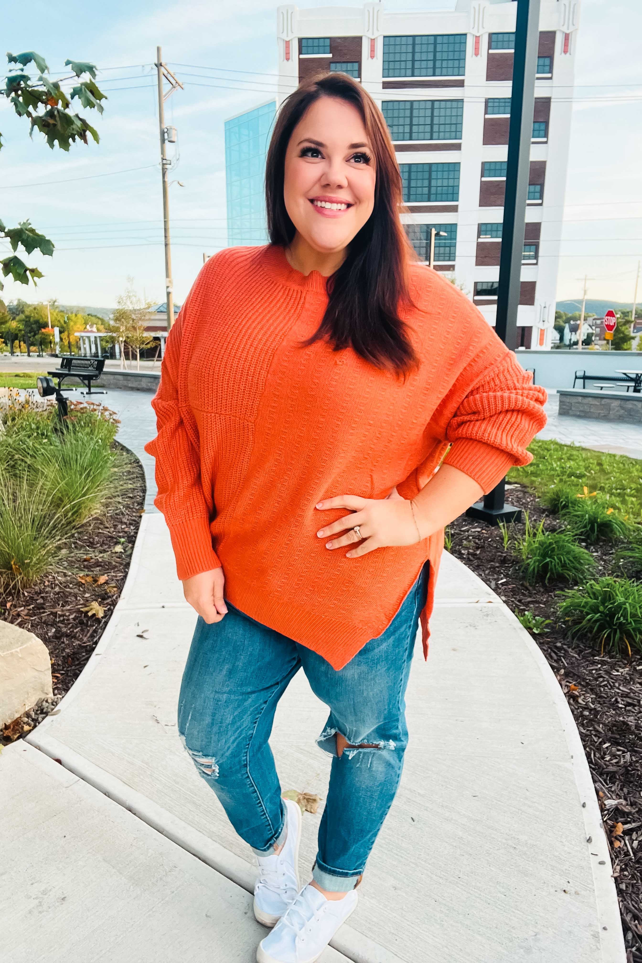 Vanessa | Autumn Vibes Pumpkin Asymmetrical Knit Sweater - Image 12