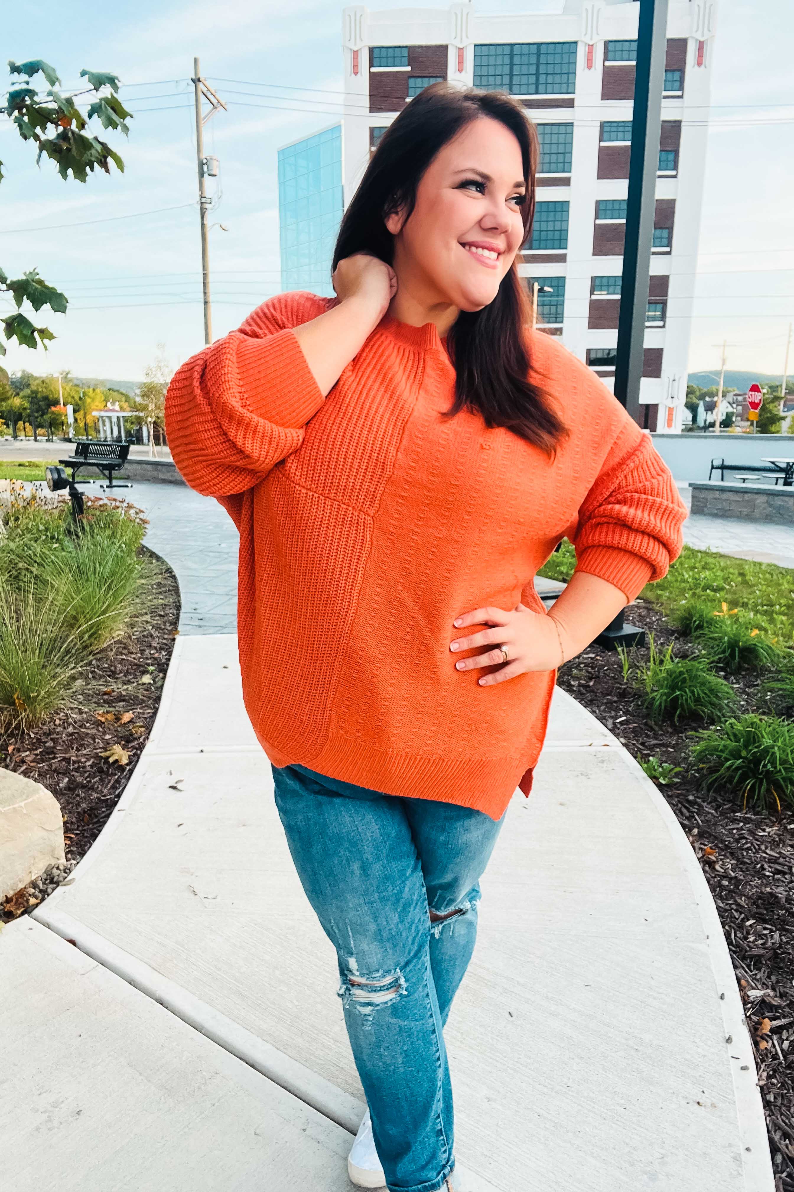 Vanessa | Autumn Vibes Pumpkin Asymmetrical Knit Sweater - Image 17