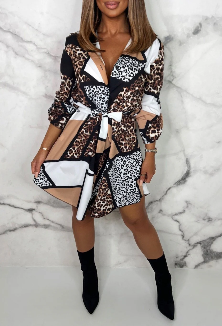 Vanessa® | Flirty Shirt Dress With Animal Print