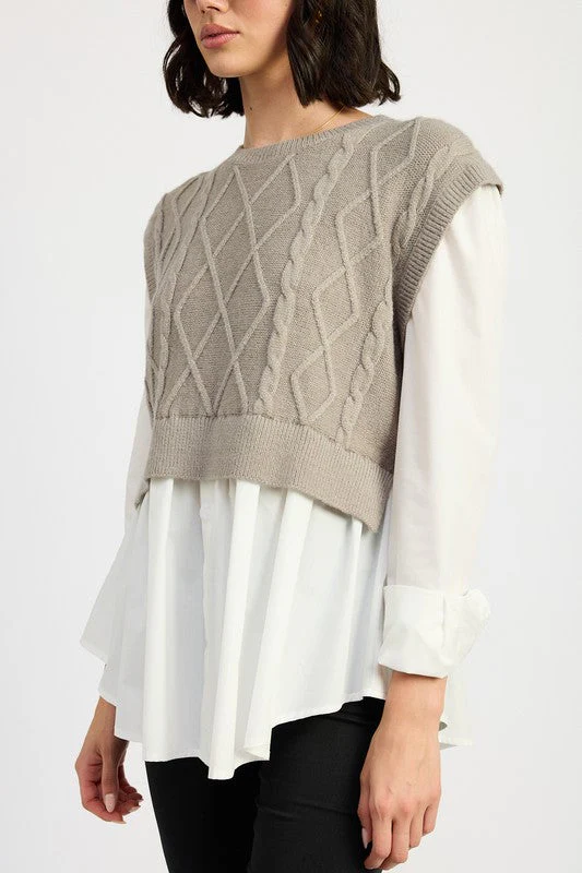 Vera | CABLE TWO FER SWEATER TOP - Image 8