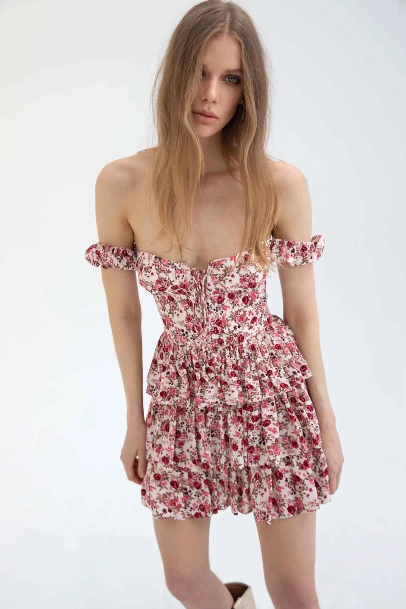 Vera® | Printed Tiered Mini Dress With Corset - Image 4