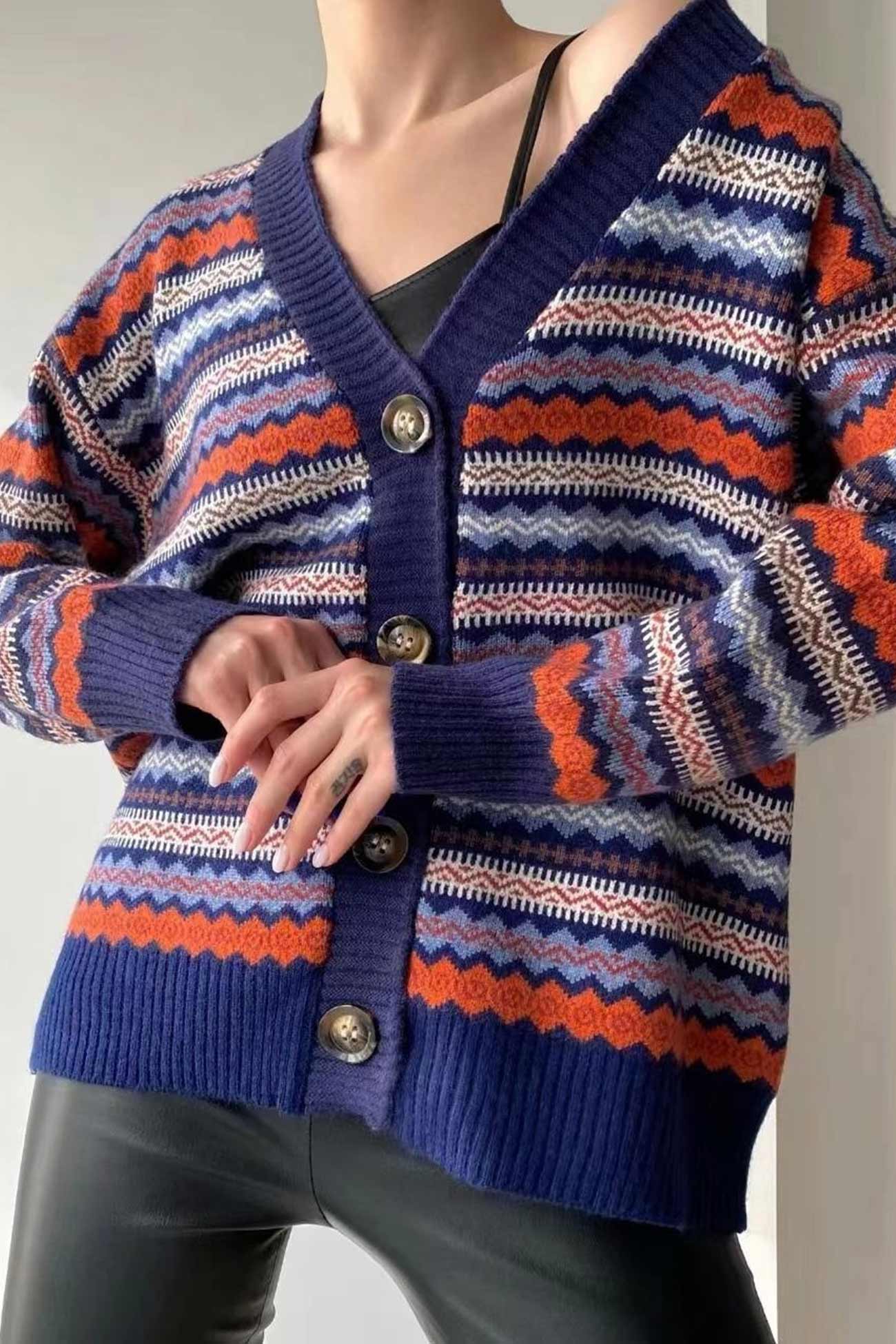 Vera | Retro cardigan with contrast - Image 3