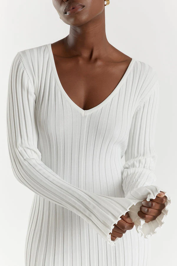 Verónica® | Midi Dress With V-Neck And Knitted Sleeves - Image 3