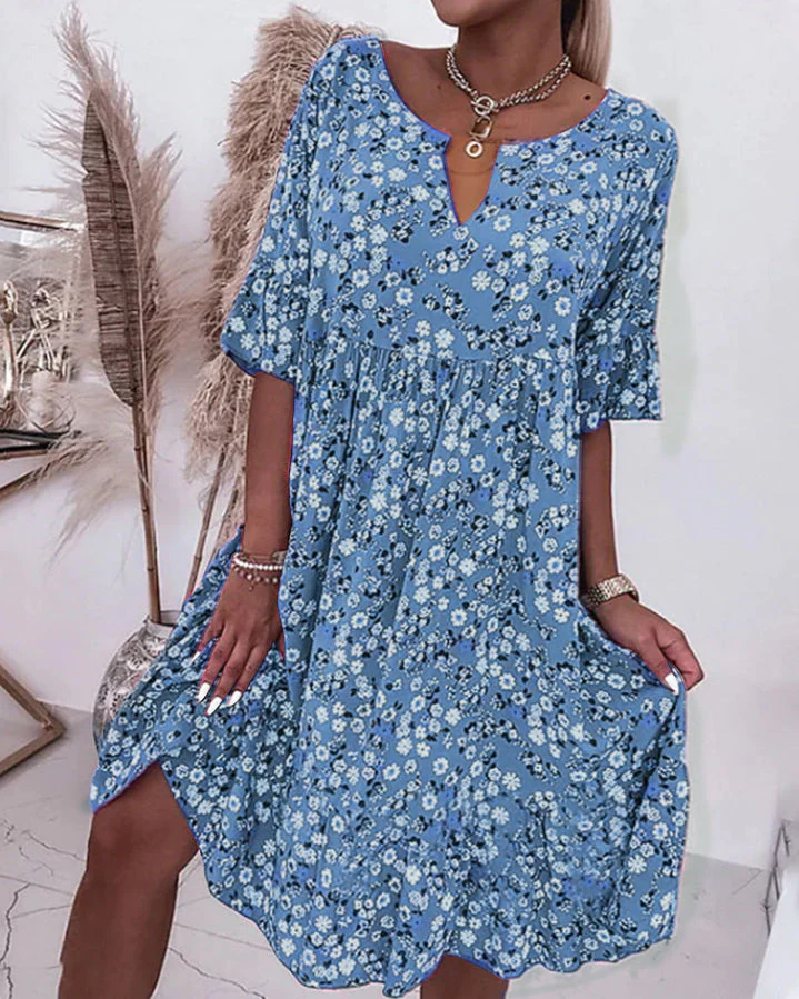 Victoria® | Elegant Half-Sleeved Dress Made Of Floral Cotton Material - Image 10