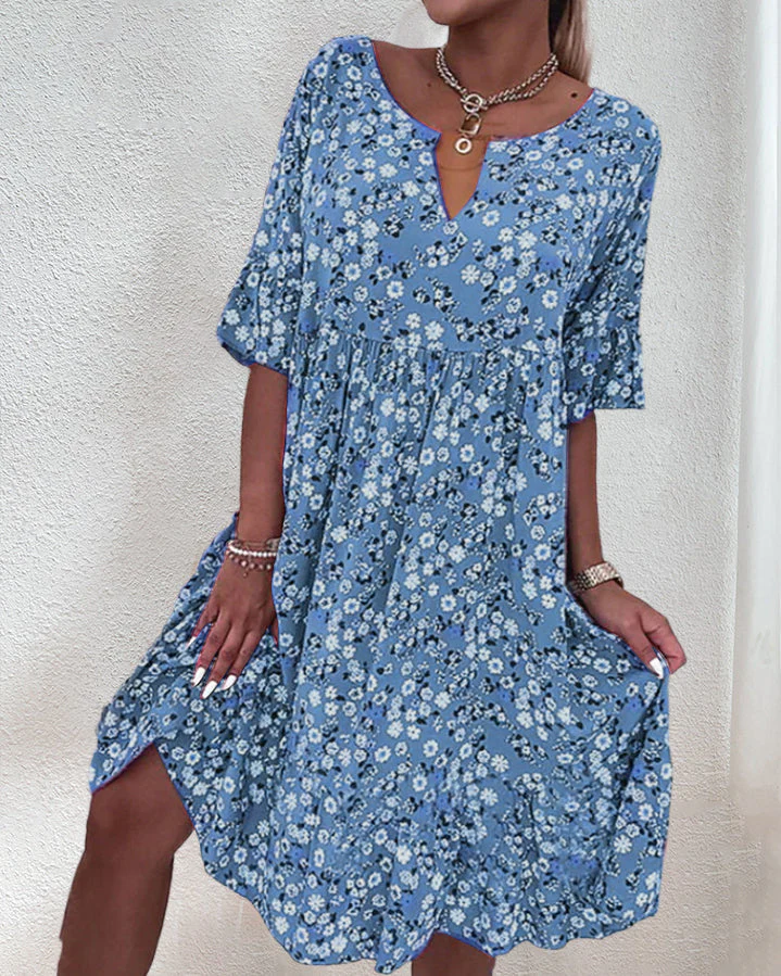 Victoria® | Elegant Half-Sleeved Dress Made Of Floral Cotton Material - Image 6
