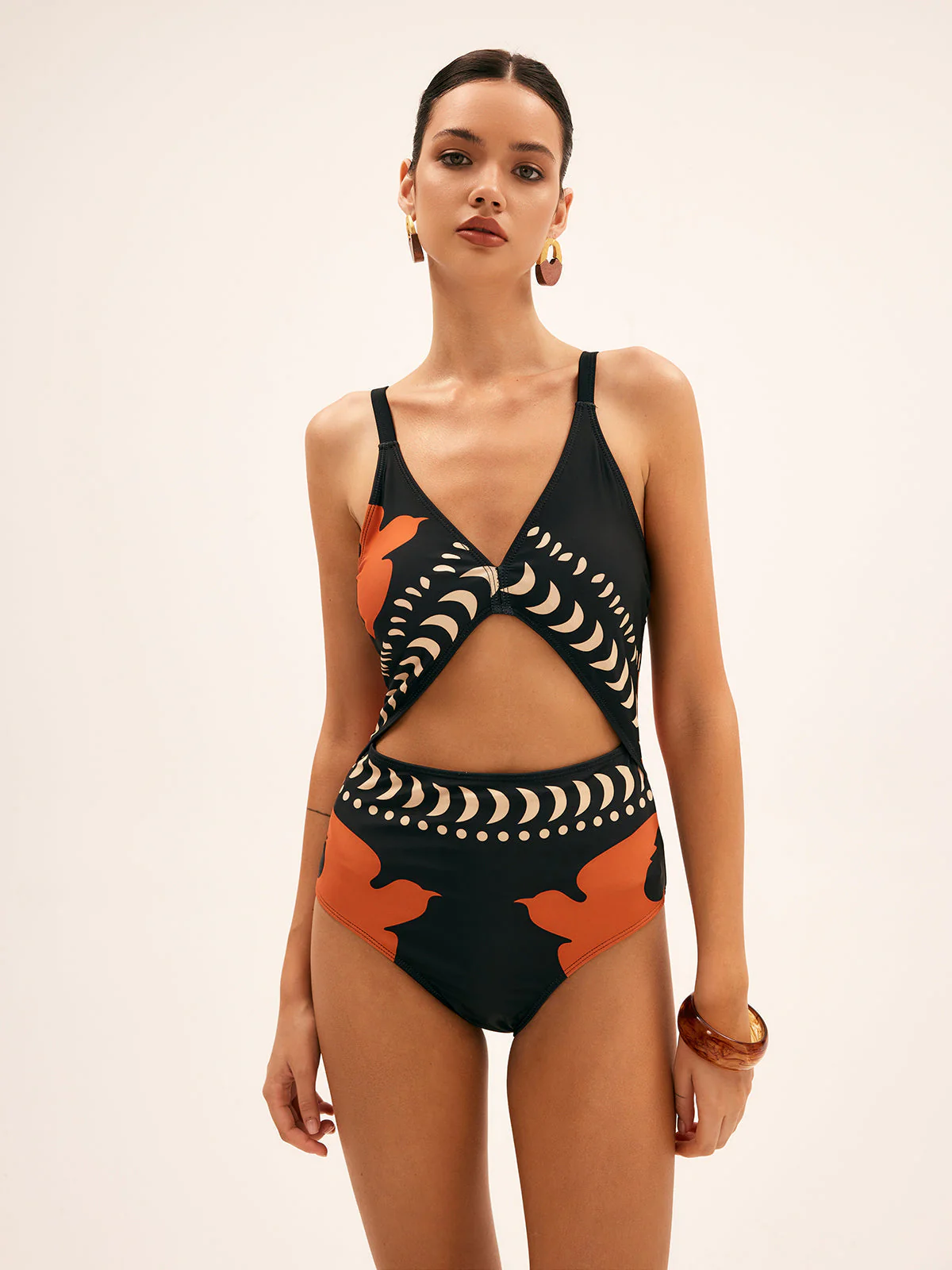 Violeta® | Bird Print Swimsuit With Cutout Design