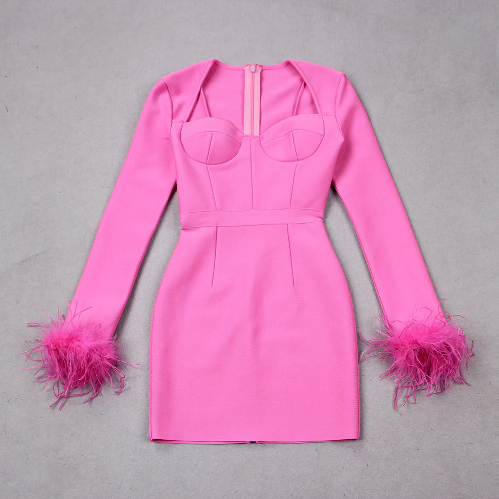 Violeta® | Women's Feather Bodycon Mini Dress - Image 7