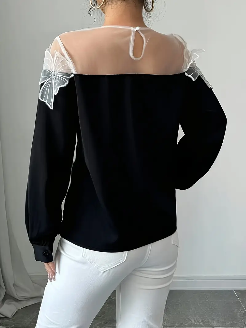 Vittoria® | Elegant Long-Sleeved Blouse Made Of Mesh Fabric - Image 5