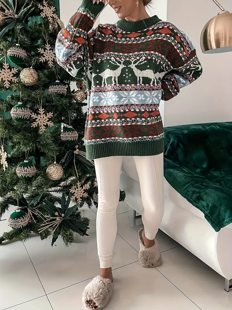 Viviana | Round neck sweater with Christmas print - Image 10