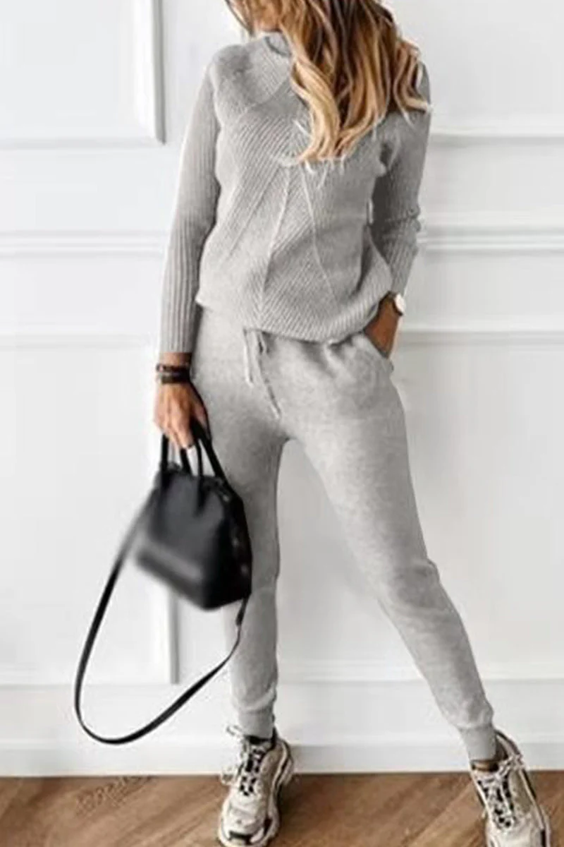 Wanda | Casual solid color turtleneck long sleeve two piece sweater - Image 10