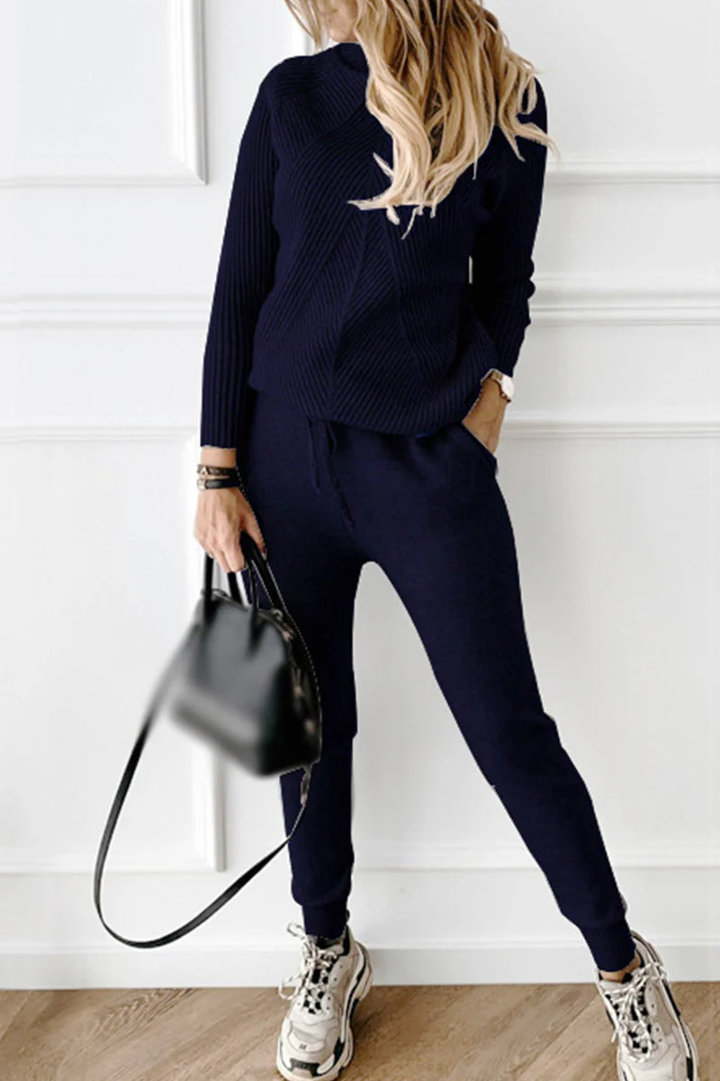 Wanda | Casual solid color turtleneck long sleeve two piece sweater - Image 11