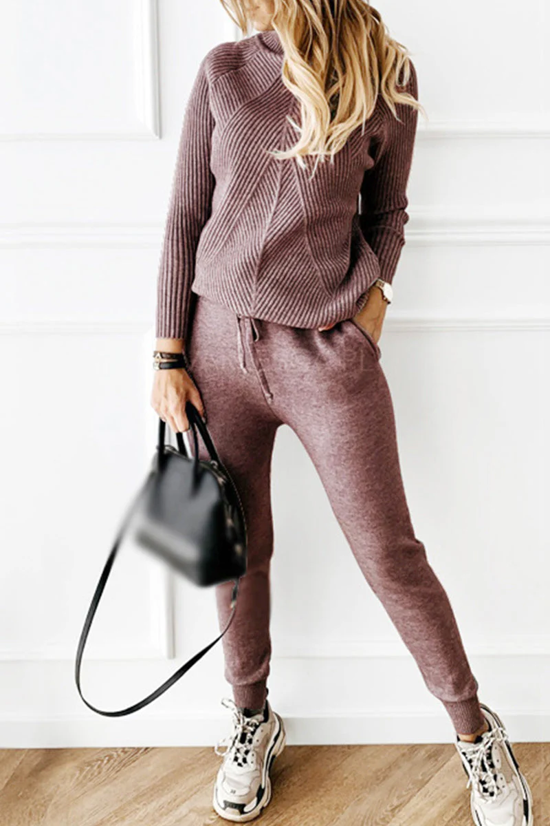 Wanda | Casual solid color turtleneck long sleeve two piece sweater - Image 9