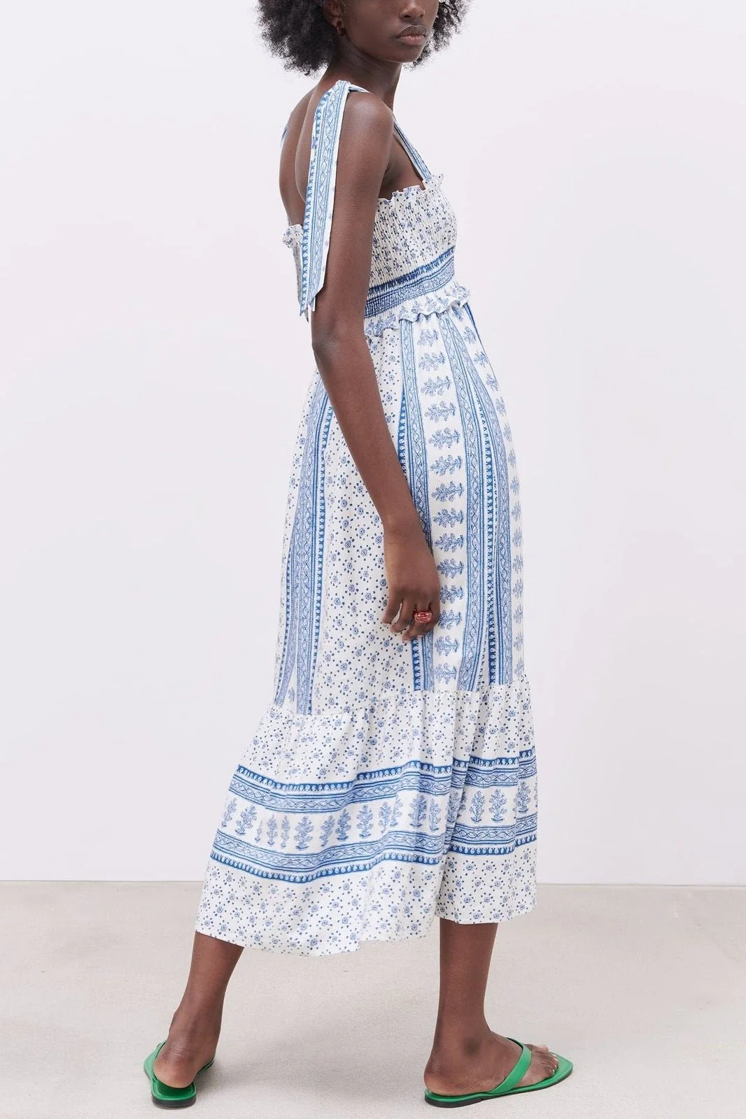 Wanda® | Printed Midi Dress  With Gathered Straps - Image 2