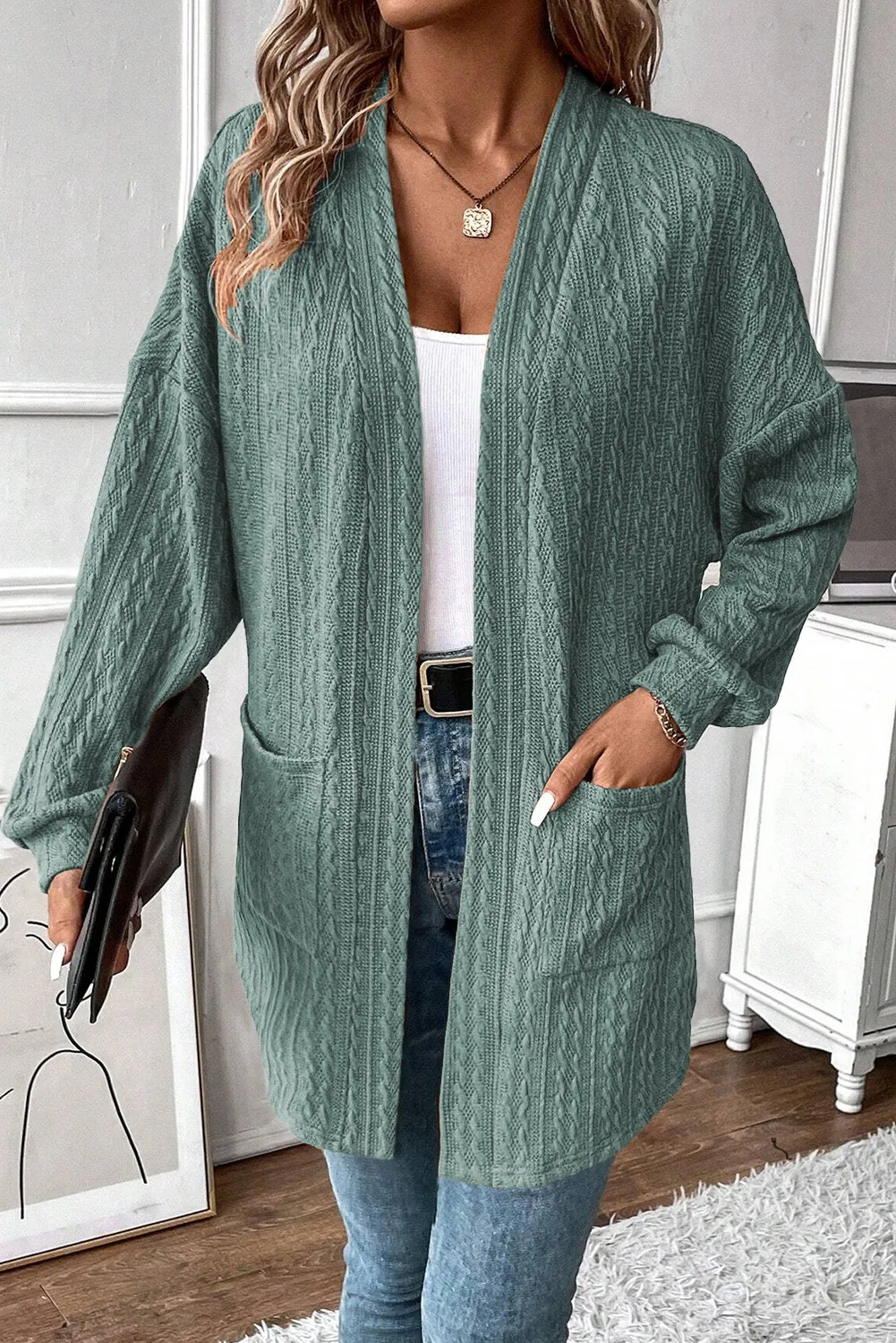 Wendy | Structured open front long sleeve cover with pockets - Image 11