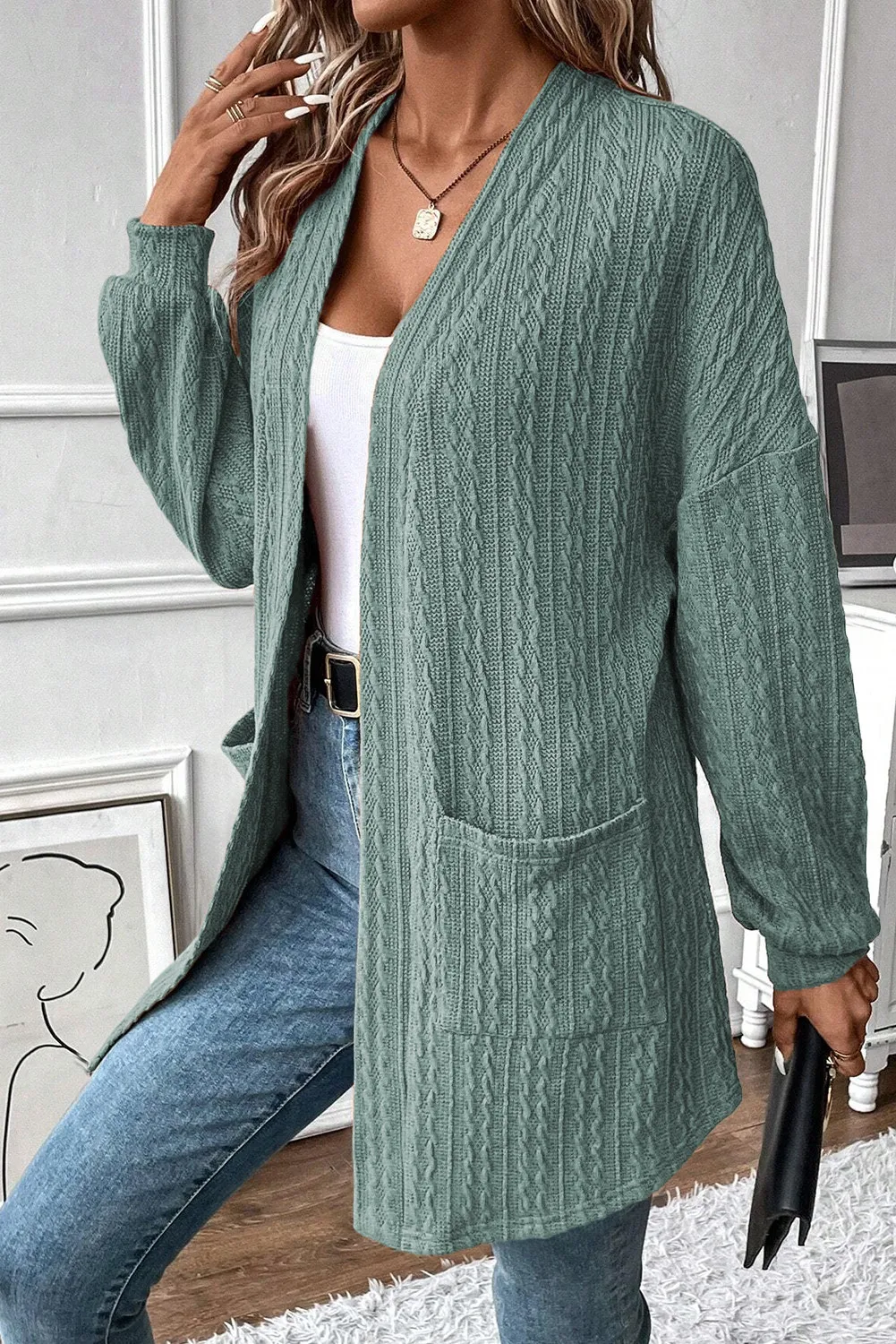 Wendy | Structured open front long sleeve cover with pockets - Image 12