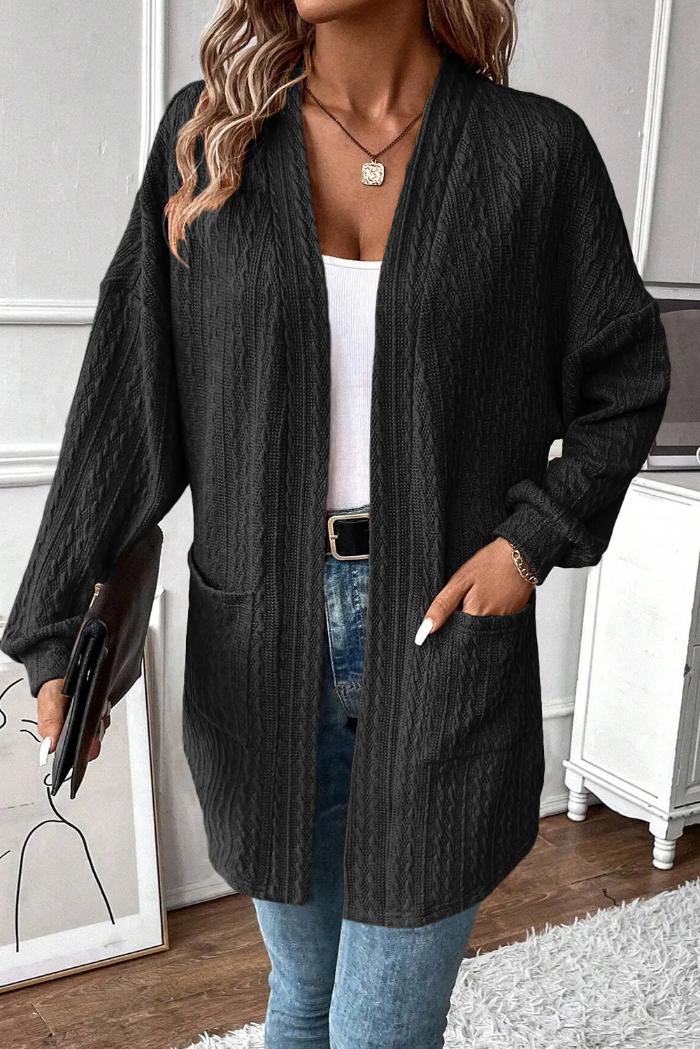 Wendy | Structured open front long sleeve cover with pockets - Image 8