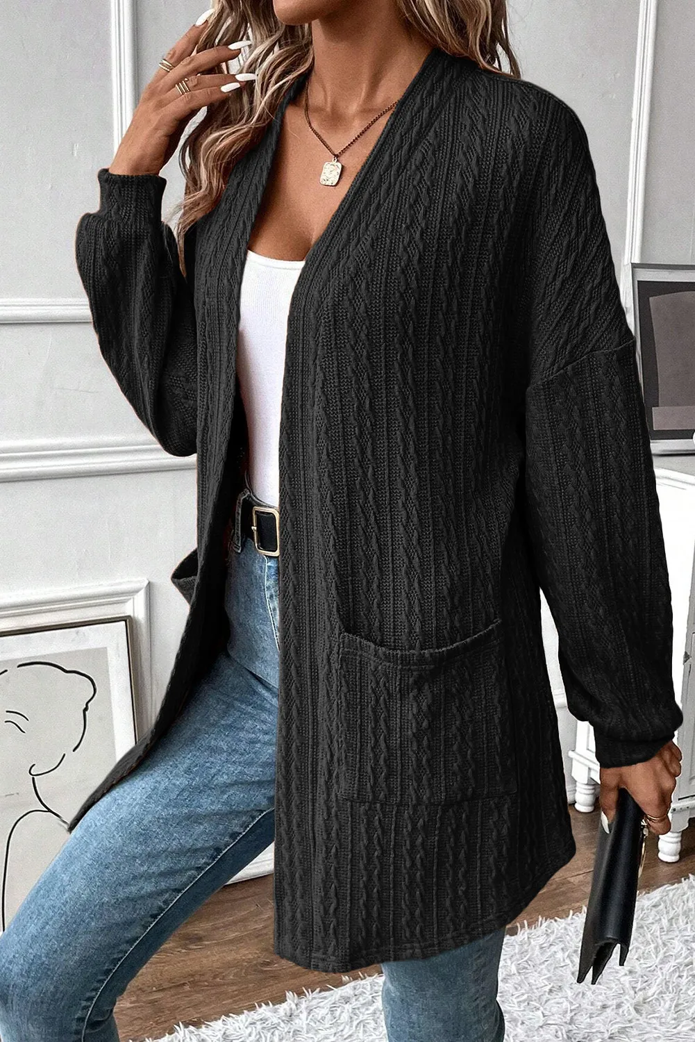 Wendy | Structured open front long sleeve cover with pockets - Image 9