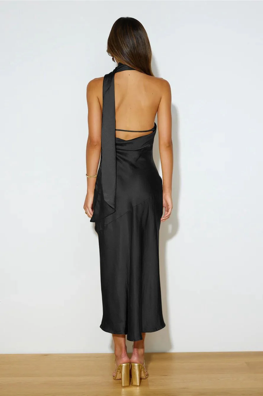 Xandra® | Cowl Satin Halterneck Midi Dress - Image 6