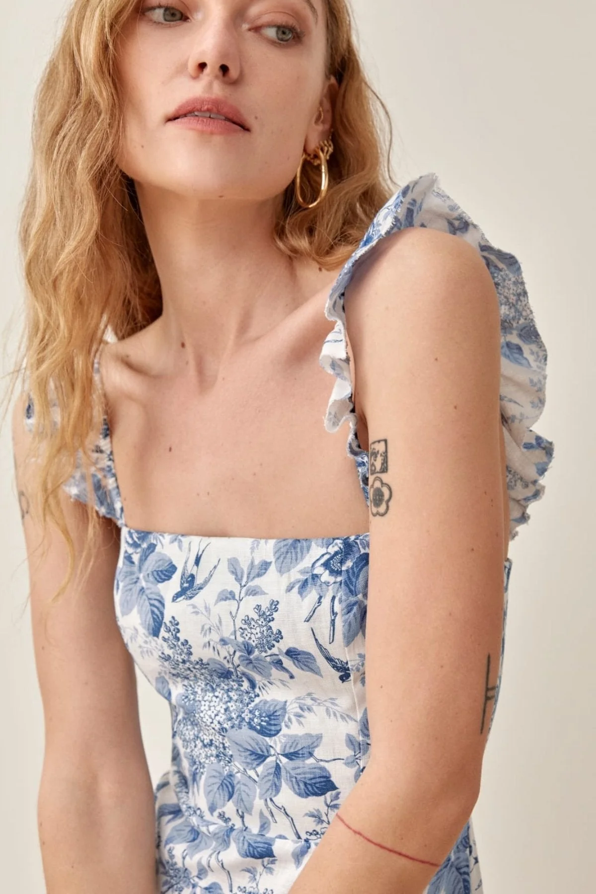 Xara® | Printed Midi Dress With Ruffle Straps And Slit - Image 4