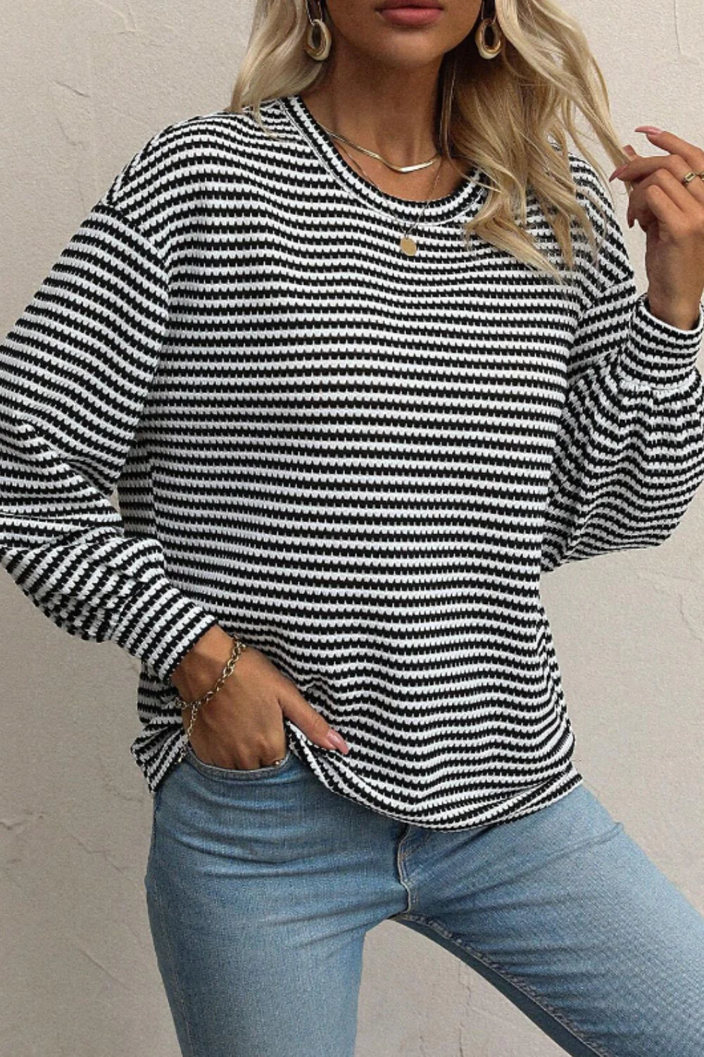 Xara | Striped, long-sleeved top with a crew neck - Image 3