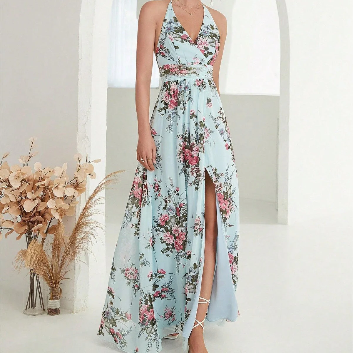 Xara® | Women'S Floral Design High Slit Maxi Dress - Image 3