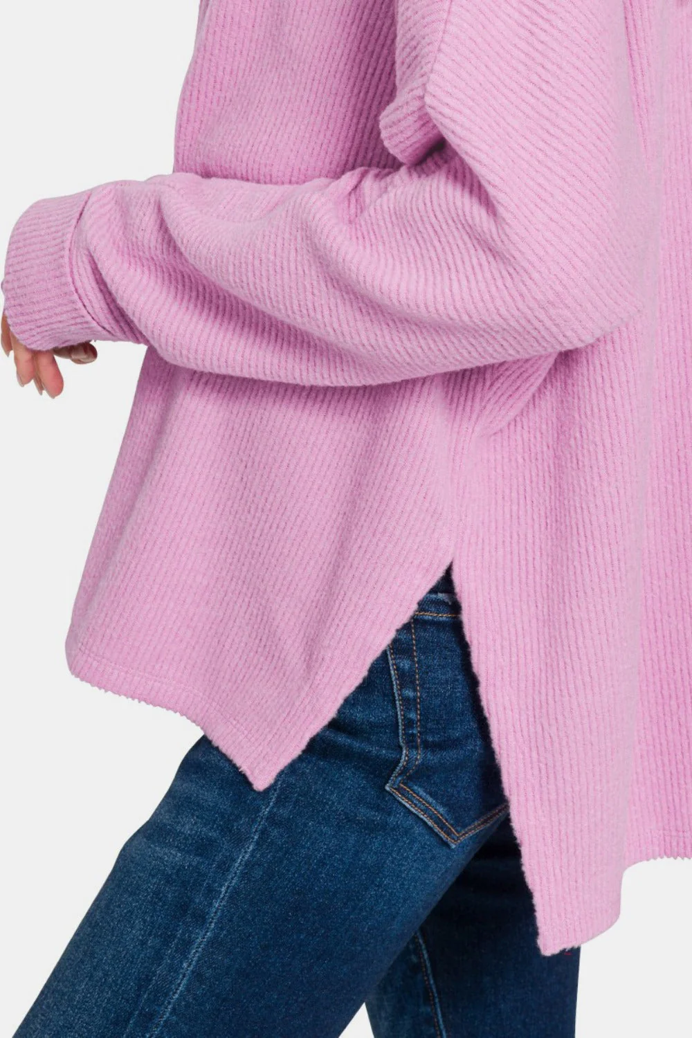 Yadira | Zenana high-low t-shirt with side slit and crew neck - Image 4