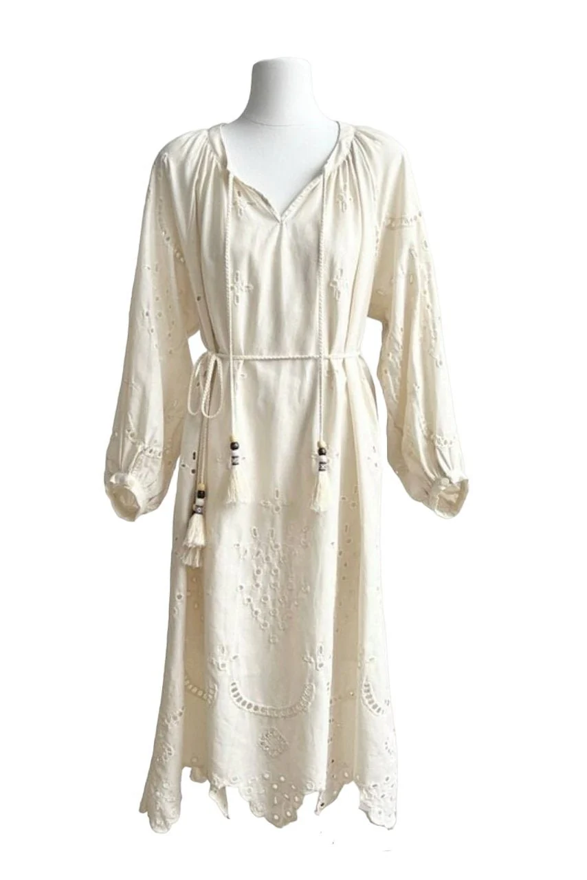 Yasmina® | Embroidered Midi Dress With Hemstitch - Image 6