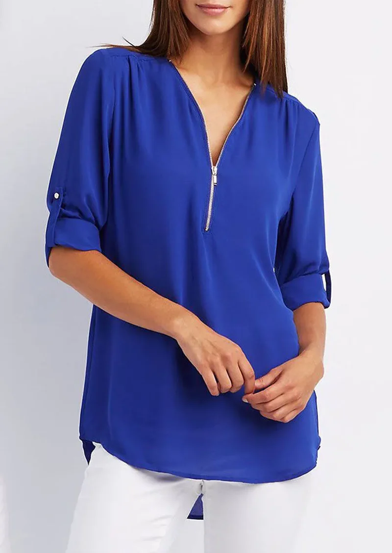 Yasmina® | V-Neck Blouse With Zip