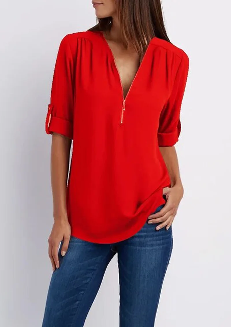 Yasmina® | V-Neck Blouse With Zip - Image 4