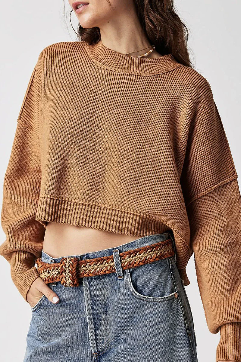 Yazmin | Casual solid patchwork O-neck tops