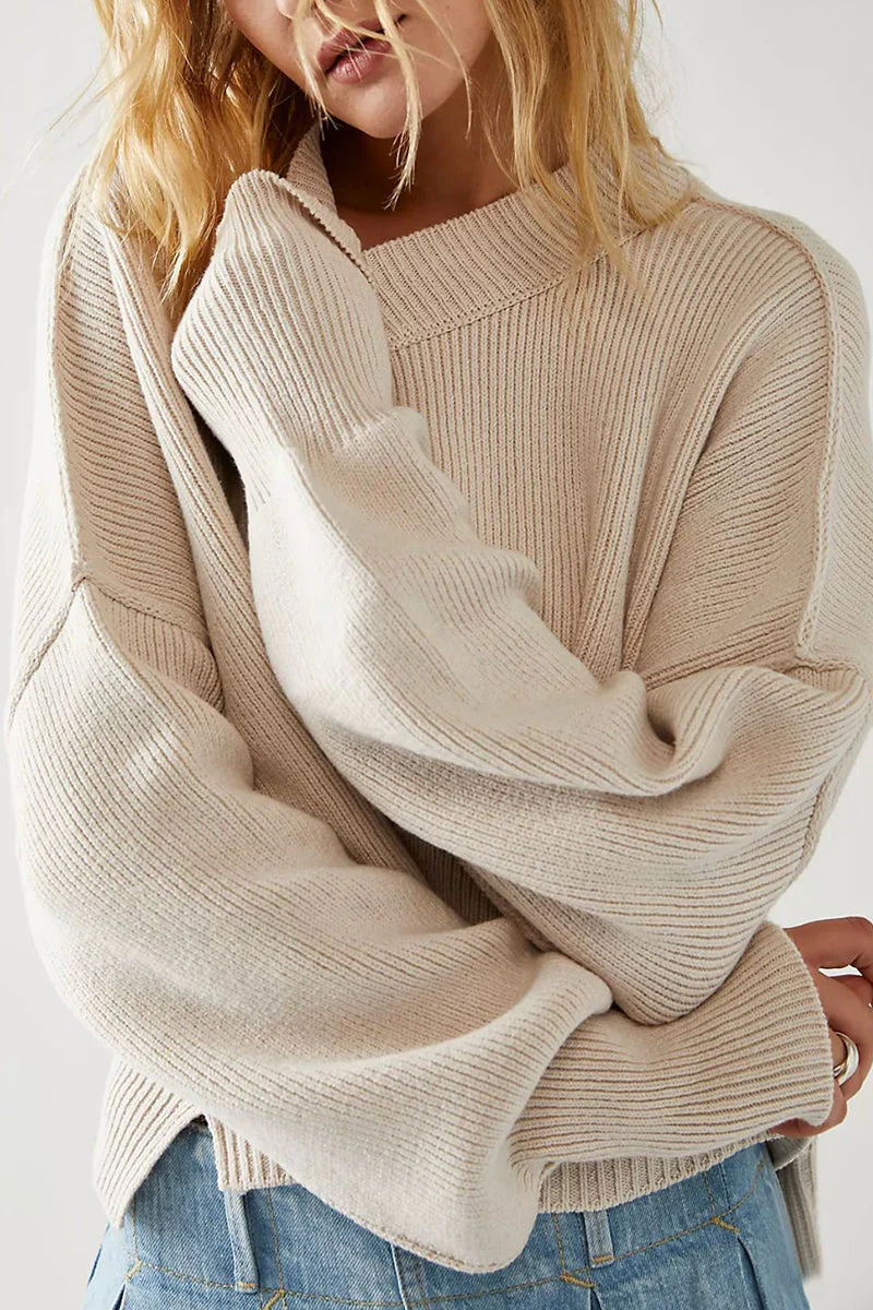 Yazmin | Casual solid patchwork O-neck tops - Image 2