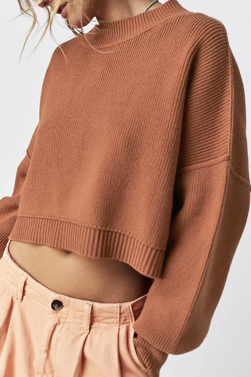 Yazmin | Casual solid patchwork O-neck tops - Image 3