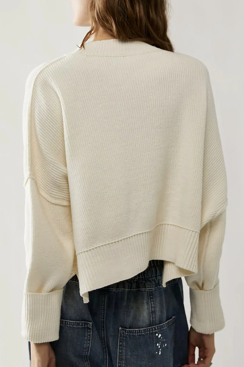 Yazmin | Casual solid patchwork O-neck tops - Image 5