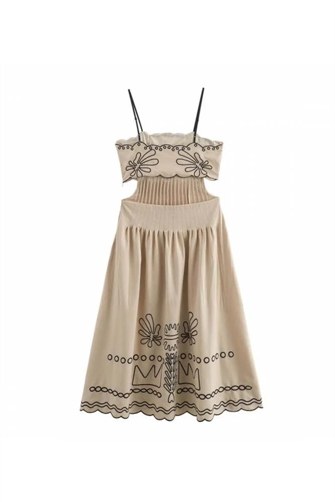 Yesenia® | Cotton Midi Dress With Abstract Embroidery - Image 4