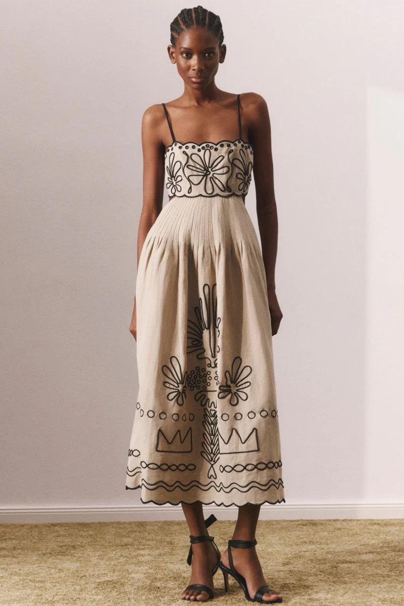 Yesenia® | Cotton Midi Dress With Abstract Embroidery - Image 5