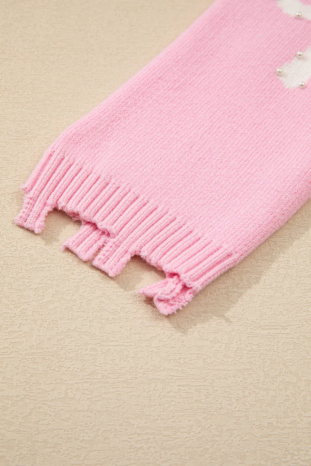 Yessica | Long-sleeved crew neck sweater with pearl detail and bow - Image 6