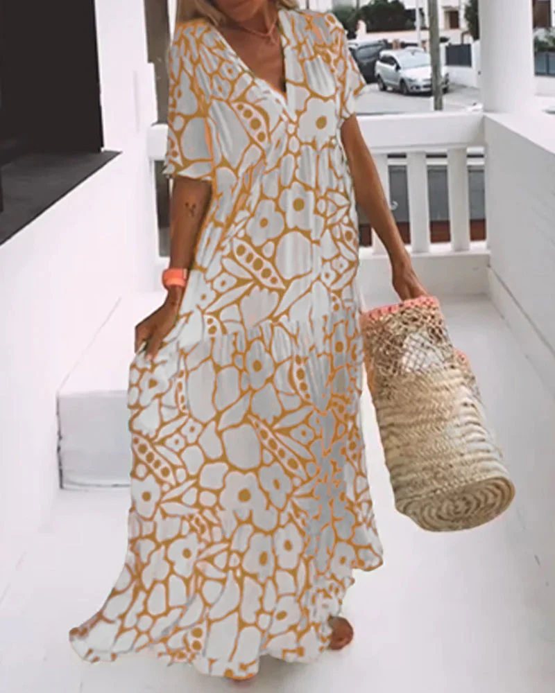 Yoselin® | Loose-Fitting V-Neck Dress With Print - Image 3