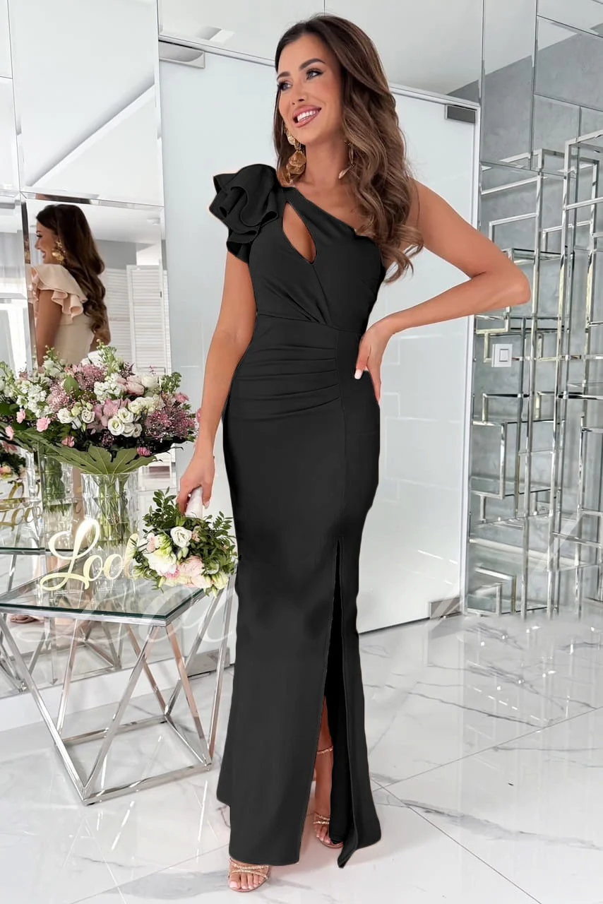 Yoselin® | Women'S Asymmetric Maxi Dress With Side Slit And Ruffle Detail - Image 8