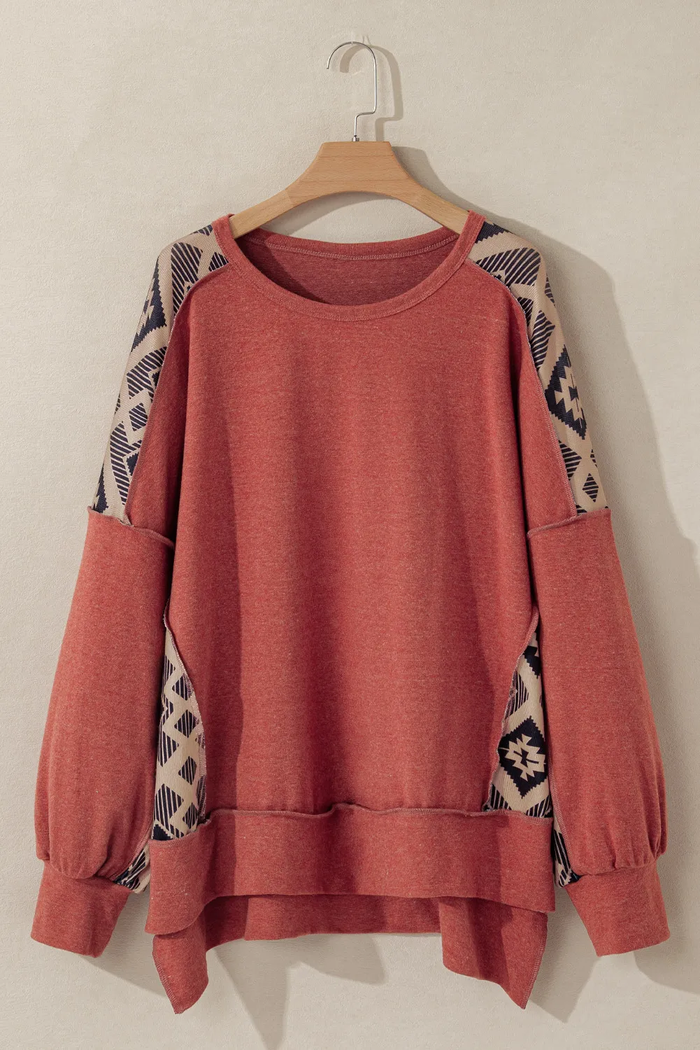 Yvonne | Oversized long sleeve geometric crew neck sweatshirt - Image 5